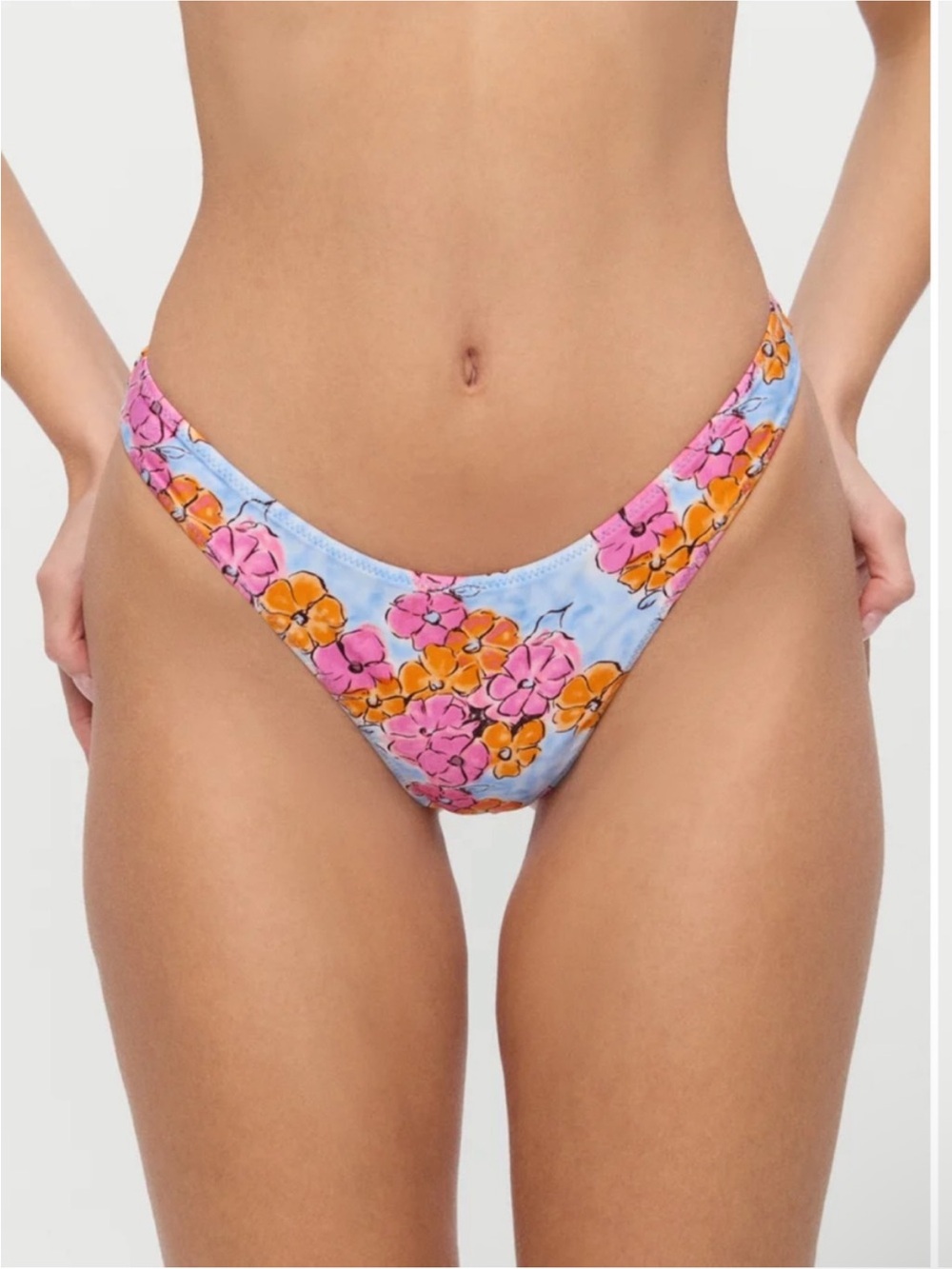 New! Frankies Bikinis Full Moon Floral Micro Bikini Bottom Color Me 34381